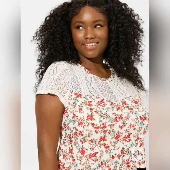 Floral Mini Washable Gauze Lace Yoke Trapeze Dress - Picture 5 of 11